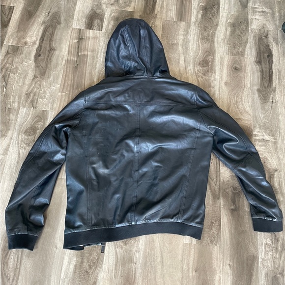 ARI Blake Lightweight Hooded Nappa Leather Jacket in Black - Picture 3 of 8